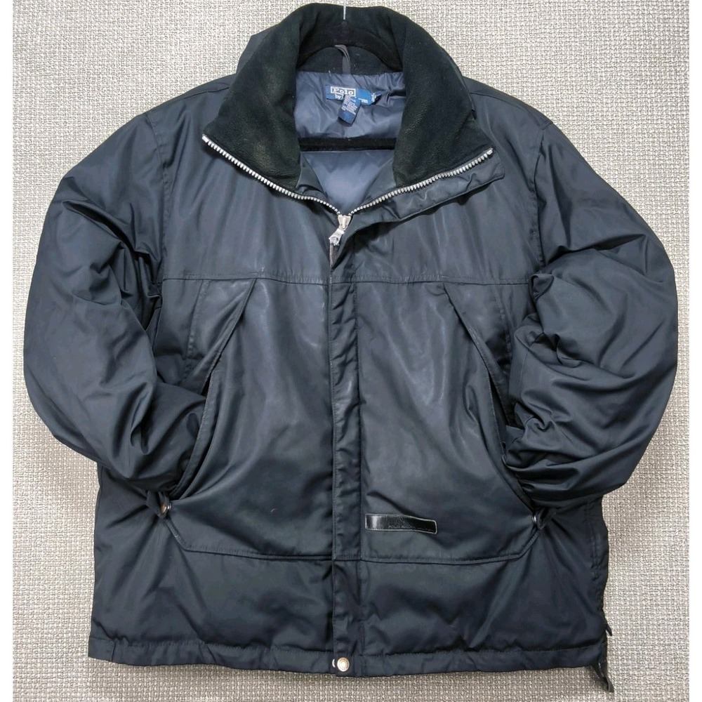 Vintage Polo Ralph Lauren Down Puffer Jacket Black Men's Size Small Heavyweight